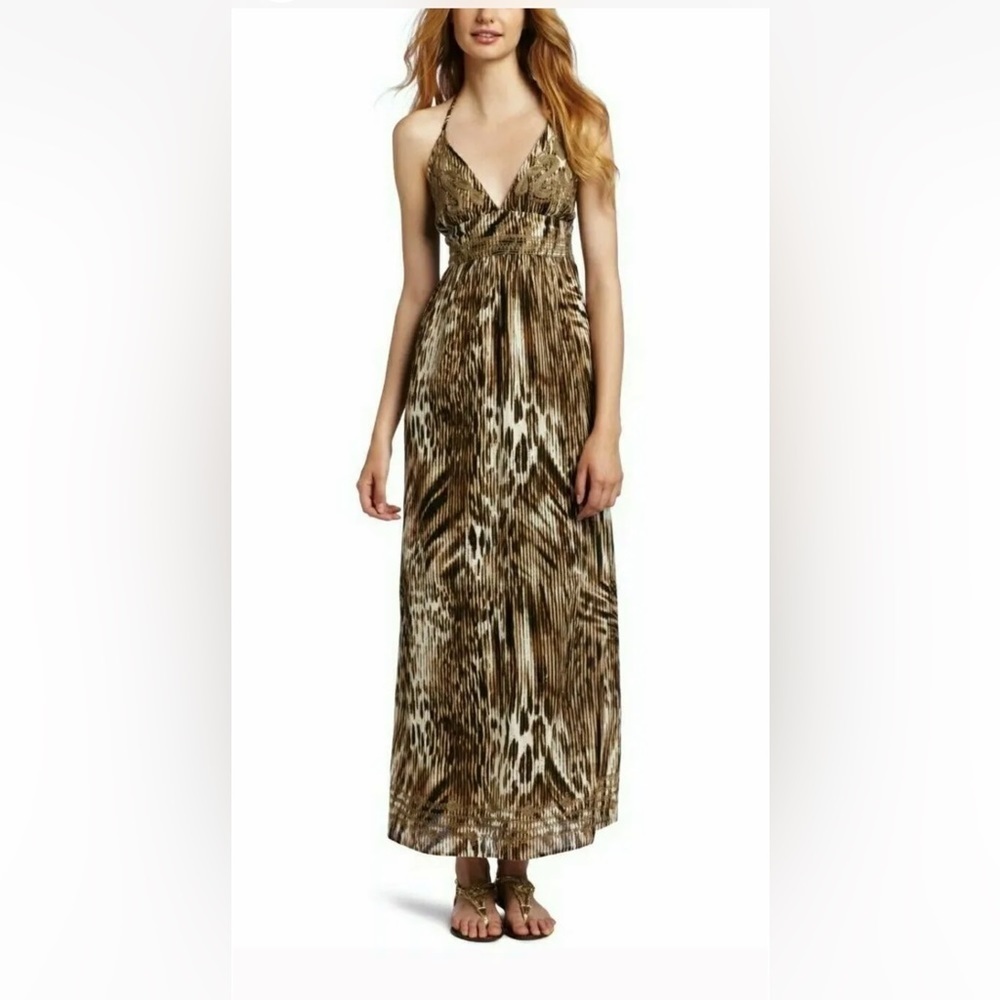 EUC LUCKY BRAND HALTER EMBROIDERED MAXI SZ‎ large